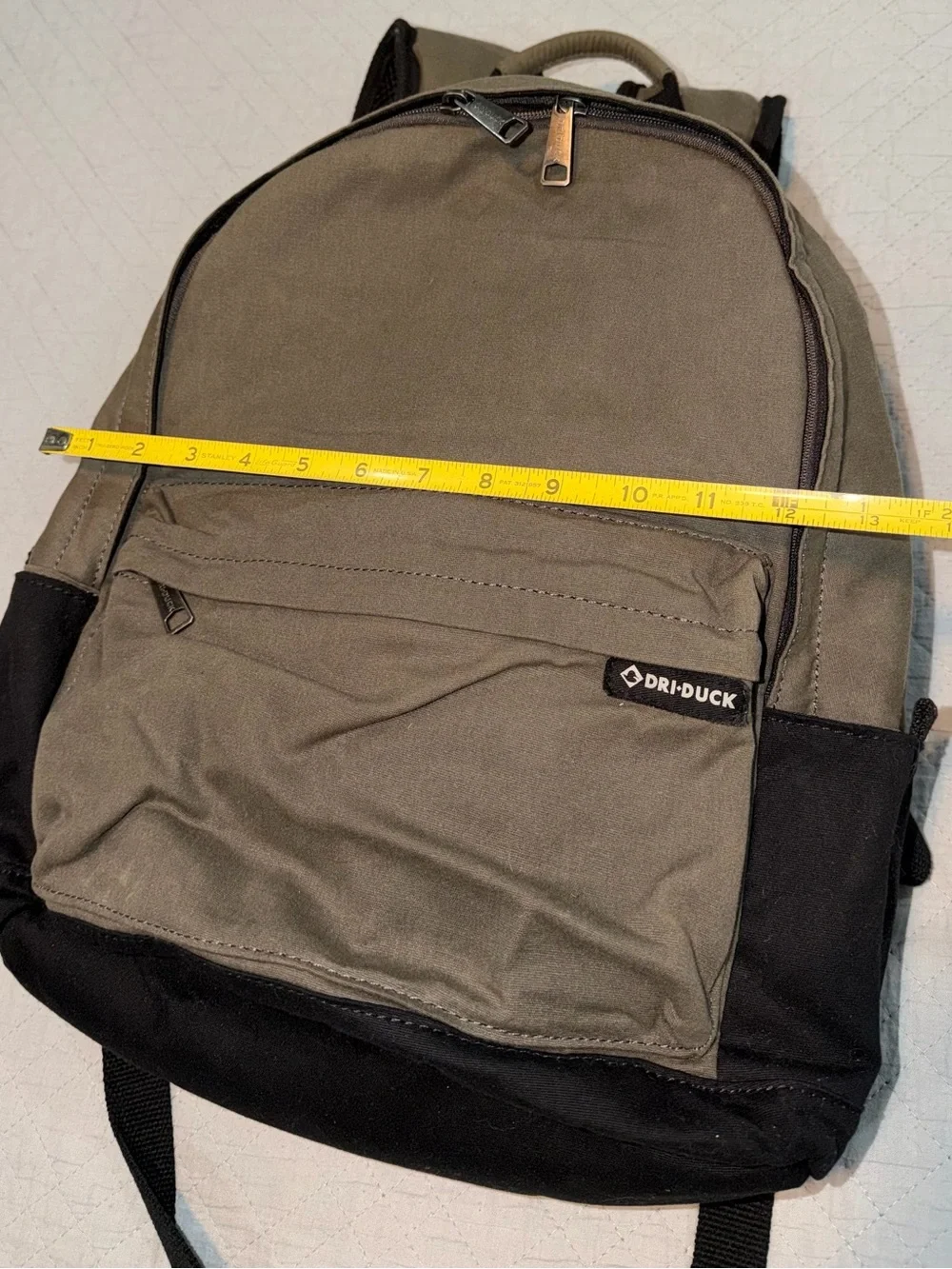 DRI DUCK Backpack Olive Green Black Canvas Laptop School Work Travel Bag